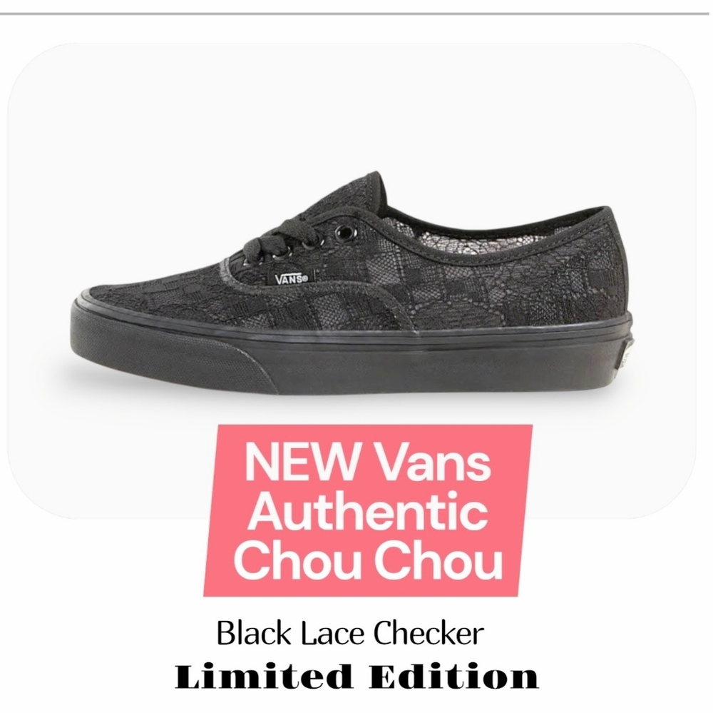 Vans Authentic Chou Chou Black Lace Checker Womans Shoes 7.5